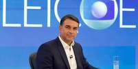 O candidato Fl&aacute;vio Bolsonaro no programa 'Entrevista com o Candidato', na Globo, em agosto  Foto: Manoela Mello/TV Globo