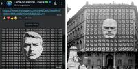 PL publica imagem de Flávio semelhante à de Mussolini em canal de mensagens  Foto: Reprodução/X/@metaphysicorum