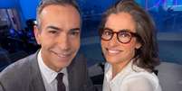 &Acirc;ncoras do 'JN', C&eacute;sar Tralli e Renata Vasconcellos est&atilde;o entre os profissionais mais valorizados pela Globo  Foto: Reprodu&ccedil;&atilde;o