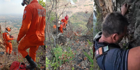 Turista ficou preso &agrave; beira de um precip&iacute;cio de 70 metros   Foto: Divulga&ccedil;&atilde;o/Corpo de Bombeiros Militar do Tocantins
