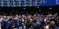 Senado Federal na noite desta quarta-feira, 14, na vota&ccedil;&atilde;o da PEC que prev&ecirc; o fim da escala 6x1 Foto: Reprodu&ccedil;&atilde;o/Youtube/TV Senado