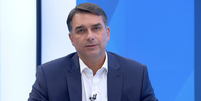 Flávio Bolsonaro durante sabatina da Globo  Foto: Reprodução/TV Globo