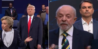Internautas apontaram semelhan&ccedil;a entre postura de Fl&aacute;vio e Trump em debates  Foto: Reprodu&ccedil;&atilde;o/X