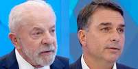 Lula (PT) e Fl&aacute;vio Bolsonaro (PL) no 'Entrevista com o Candidato', na Globo  Foto: Reprodu&ccedil;&otilde;es
