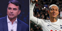 Fl&aacute;vio Bolsonaro (PL), candidato &agrave; Presid&ecirc;ncia da Rep&uacute;blica, e jogador Richarlison  Foto: Estad&atilde;o