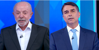 Lula (PT) vai sem gravata ao debate, Fl&aacute;vio (PL) escolhe usar o acess&oacute;rio  Foto: Reprodu&ccedil;&atilde;o/Globo