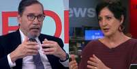 Merval Pereira e Mônica Waldvogel tiveram um atrito na 'Central das Eleições'  Foto: Reproduções