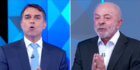 Flávio Bolsonaro (PL) e Lula (PT) participam de debate promovido pela Globo nesta sexta-feira, 23  Foto: Reprodução/TV Globo