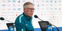 Carlo Ancelotti durante coletiva na véspera da estreia na Copa do Mundo 2026 Foto: Rafael Ribeiro/CBF / Esporte News Mundo