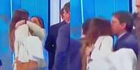 Andréia Sadi cumprimenta Daniella Marques e Tarcísio de Freitas no estúdio do debate: boas relações são fundamentais a um jornalista  Foto: Reproduções