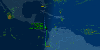Avi&atilde;o com Fl&aacute;vio Bolsonaro deve chegar em Miami &agrave;s 9h18 no hor&aacute;rio local (10h18, no hor&aacute;rio de Bras&iacute;lia)  Foto: Reprodu&ccedil;&atilde;o/FlightAware
