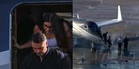 Momento em que Fl&aacute;vio Bolsonaro (PL) desembarcou na Fl&oacute;rida, nos EUA  Foto: 