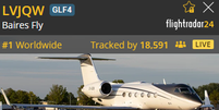 Voo de Fl&aacute;vio &eacute; o mais acompanhado do mundo em plataforma de monitoramento em tempo real  Foto: Reprodu&ccedil;&atilde;o/FlightRadar