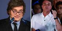 Assessor pol&iacute;tico de Javier Milei estava em aeroporto ao mesmo tempo que Fl&aacute;vio Bolsonaro, na Argentina, diz TV  Foto: Montagem: Fotos: Luis Soto/SOPA Images/LightRocket via Getty Images e Wilton J&uacute;nior/Estad&atilde;o Conte&uacute;do