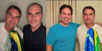 Eduardo Bolsonaro e Alexandre Ramagem publicaram fotos com Fl&aacute;vio Bolsonaro nos Estados Unidos ap&oacute;s fuga do senador  Foto: @bolsonarosp via Instagram e @alexandreramagem22 via X / Estad&atilde;o