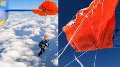 Paraquedista fica preso à asa de avião durante salto na ...