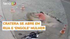 Mulher é 'engolida' por cratera em rua no interior do Ceará