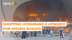 Vídeos mostram shopping ucraniano em chamas após ataque russo