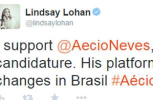 Após declarar apoio a Aécio, Lindsay Lohan apaga publicação