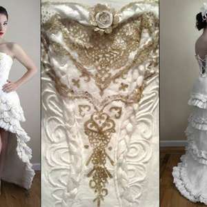 Estudante cria vestido de noiva com rolos de papel higiênico