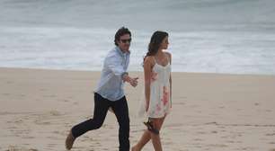 Marquezine e Braga Nunes gravam cenas tensas em praia do RJ