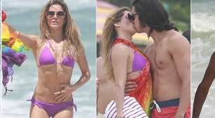 De biquíni, Deborah Secco beija Rodrigo Simas em gravação