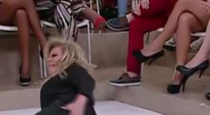 Cristina Rocha cai em programa e quebra tornozelo