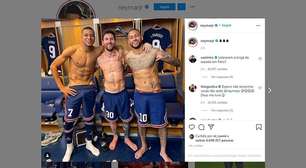 Neymar posta foto com Mbappé e Messi no vestiário e argentino avisa: 'Estamos nos conhecendo mais'