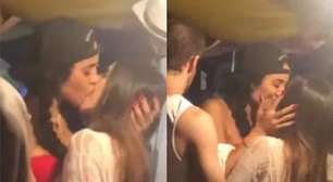 Aline Mineiro beija mulher ao lado de Léo Lins após rumores de separação