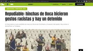 'Repudiável': Diário argentino reage a ato racista de torcedor do Boca em jogo contra o Corinthians