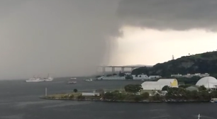 RJ: tempestade encobre Ponte Rio-Niterói; veja vídeos