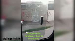 COPA DO BRASIL: Ônibus com passageiros fica no meio de briga entre torcedores de Ceará e Fortaleza antes do Clássico-Rei