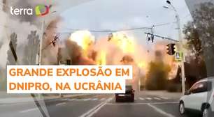 Câmera em veículo flagra grande explosão em Dnipro, na Ucrânia