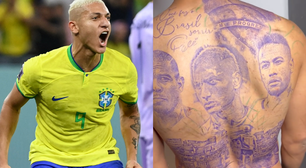 Richarlison mostra nova tatuagem com rosto de Neymar, Ronaldo e frase de Pelé