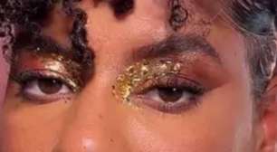 Folhas de ouro dão toque especial na maquiagem de Carnaval