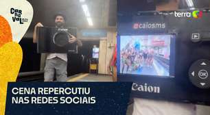 Folião se fantasia de máquina fotográfica que realmente tira fotos