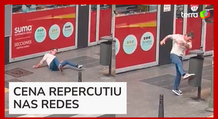 Homem 'briga' com lata de lixo na Espanha, e vídeo viraliza