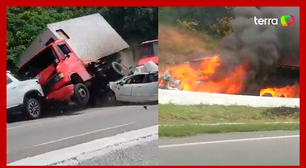 Pessoas ficam feridas e veículos pegam fogo em engavetamento na BR-408, em Pernambuco