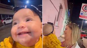 Vídeo: Bebê cai na gargalhada ao ver placas de trânsito e ganha mesversário temático. ASSISTA