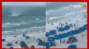 Tromba d'água avança sobre praia, assusta banhistas e deixa dois feridos na Flórida