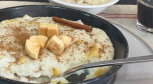 Mingau de tapioca com banana-da-terra, não tem melhor, fácil