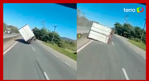 Ciclone: ventania faz caminhão tombar na BR-101 em Santa Catarina