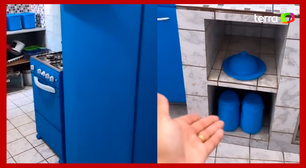 Mulher viraliza nas redes sociais ao pintar a casa inteira de azul