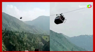 Cabo se rompe e deixa grupo com crianças preso em teleférico a 200 metros de altura no Paquistão