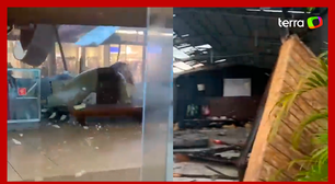 Temporal causa estragos em shopping e destelha igreja em Caraguatatuba (SP)