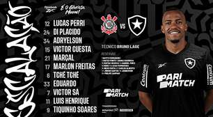 Sai a escalação do Botafogo contra o Corinthians: Luís Henrique é a novidade