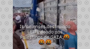 É falso que vídeo mostra israelenses descartando caixas de leite doadas à Faixa de Gaza