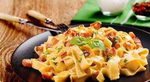 Receita de fettuccine com bacon e manjericão igual de restaurante