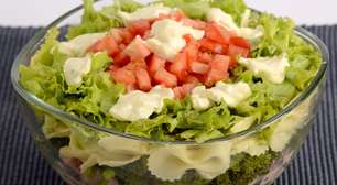 Salada de macarrão em camadas: receita suculenta e nutritiva