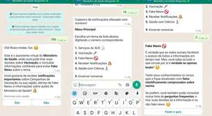 Chatbot do Ministério da Saúde no WhatsApp tira dúvidas sobre vacinas
